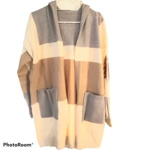 Hooded long sweater cardigan